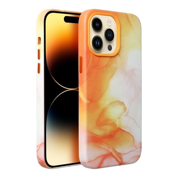 iPhone 11 Pro Max Magsafe Mobilskal Läder - Orange Splash