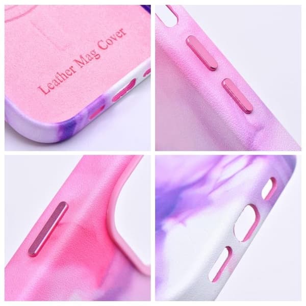 iPhone 13 Pro Max Magsafe Mobilskal Läder - Lila Splash
