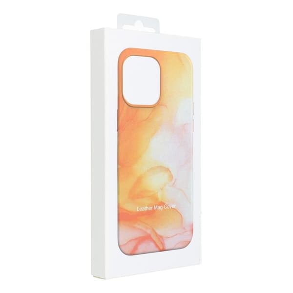 iPhone 14 Plus Magsafe Mobilskal Läder - Orange Splash