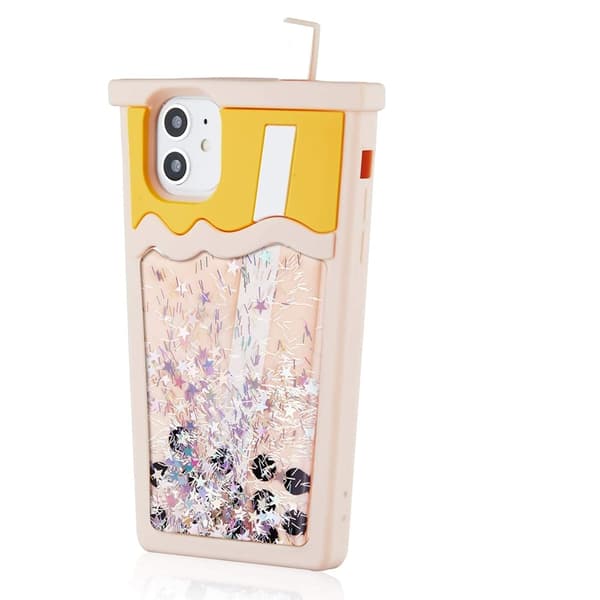 iPhone 11/XR Mobilskal Boba Milk Tea Glitter - Rosa