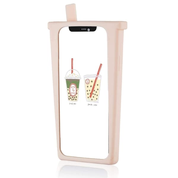 iPhone 11/XR Mobilskal Boba Milk Tea Glitter - Rosa