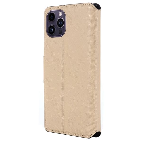 MUXMA iPhone 14 Pro Plånboksfodral Cross Texture - Guld