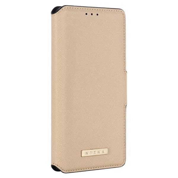 MUXMA iPhone 14 Pro Plånboksfodral Cross Texture - Guld