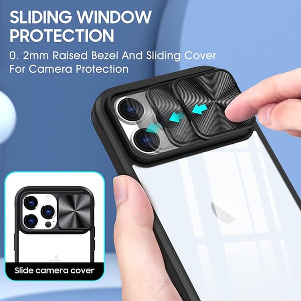 iPhone 11 Pro Max Mobilskal 360 Kamera Slider - Svart