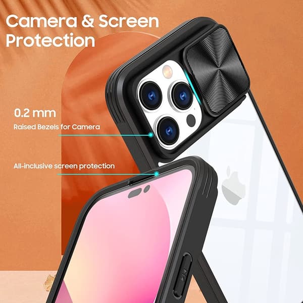 iPhone 11 Pro Max Mobilskal 360 Kamera Slider - Svart