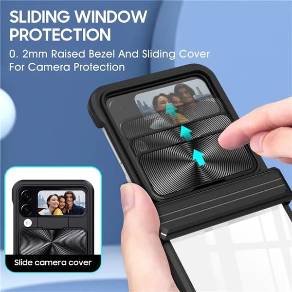 Galaxy Z Flip 4 Mobilskal 360 Kamera Slider - Svart