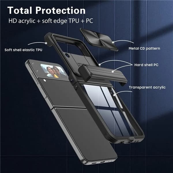 Galaxy Z Flip 4 Mobilskal 360 Kamera Slider - Svart