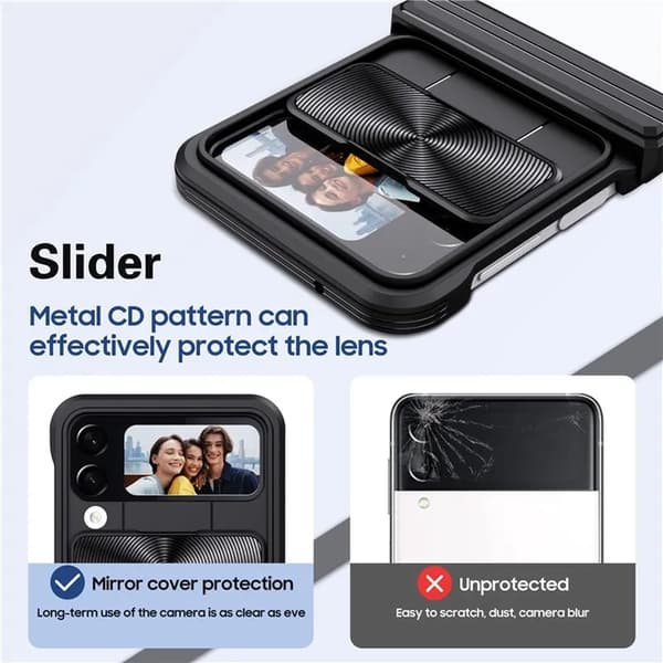 Galaxy Z Flip 4 Mobilskal 360 Kamera Slider - Svart