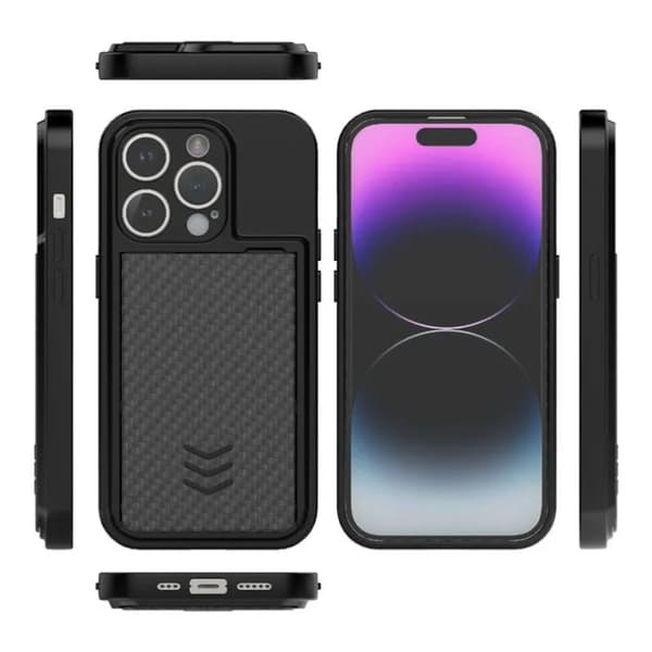 iPhone 14 Pro Max Mobilskal Korthållare - Svart