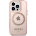 Miniatyrbild 2 av 7: Guess iPhone 14 Pro Max Mobilskal MagSafe Gold Outline - Rosa