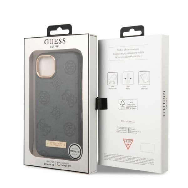 Guess iPhone 13 Mobilskal Magsafe Peony Logo Plate - Grå