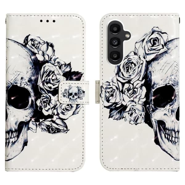 Plånboksfodral Samsung Galaxy A14 – Döskalle / Rosor