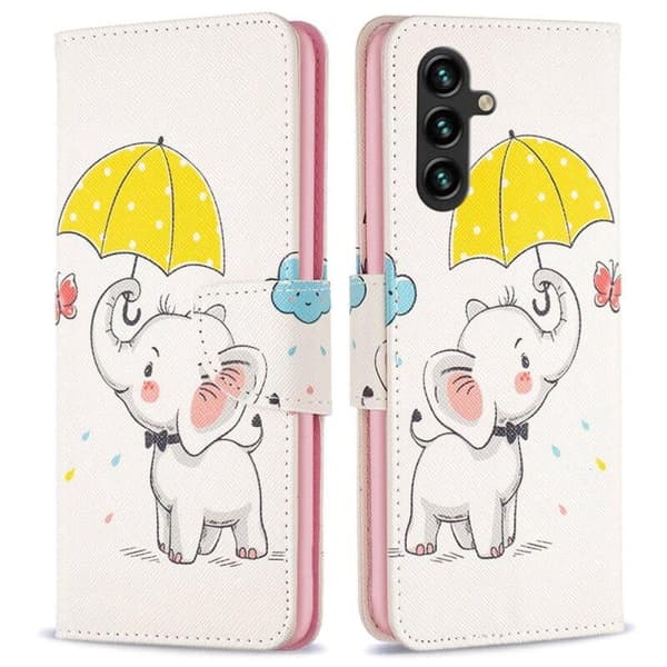 Plånboksfodral Samsung Galaxy A34 – Elefant med Paraply