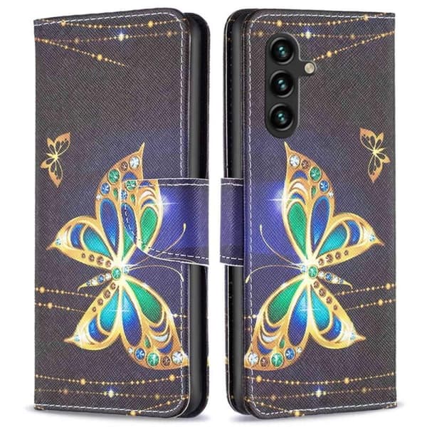 Lompakkokotelo Samsung Galaxy A54 - Kultainen Perhonen