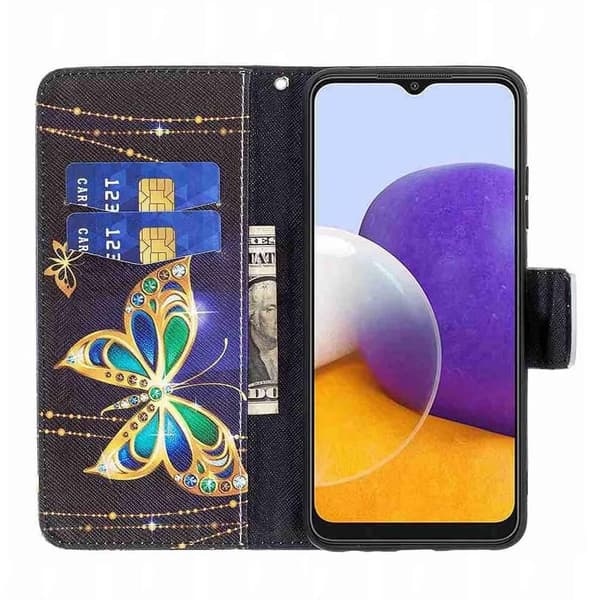Lompakkokotelo Samsung Galaxy A54 - Kultainen Perhonen
