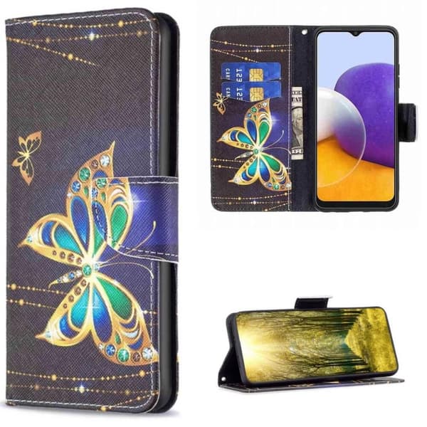 Lompakkokotelo Samsung Galaxy A54 - Kultainen Perhonen