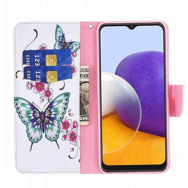 Lompakkokotelo Samsung Galaxy A54 - Perhosia Ja Kukkia