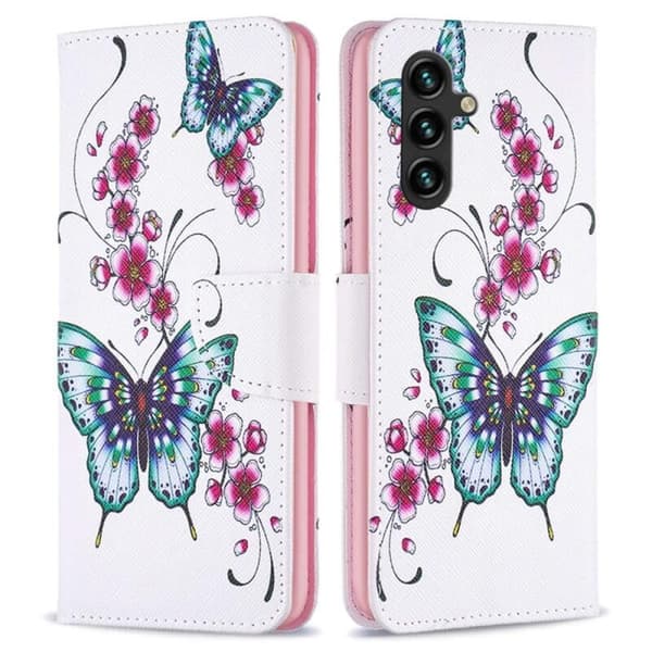 Lompakkokotelo Samsung Galaxy A54 - Perhosia Ja Kukkia