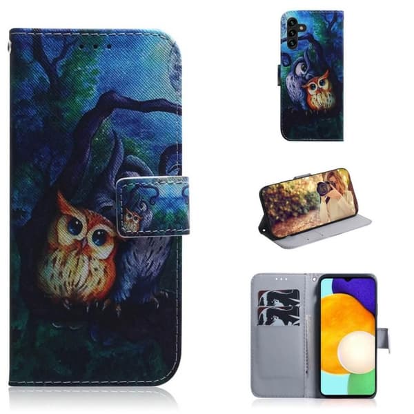 Lompakkokotelo Samsung Galaxy A54 - Pöllöt Kuunvalossa