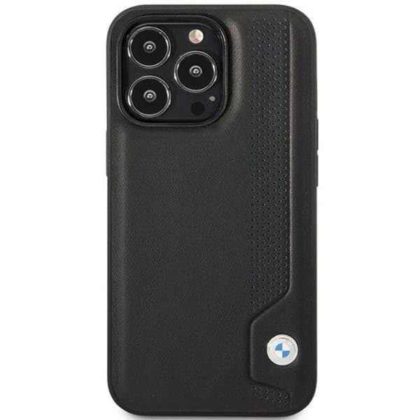 BMW iPhone 14 Pro Max Mobilskal Läder Blue Dots - Svart