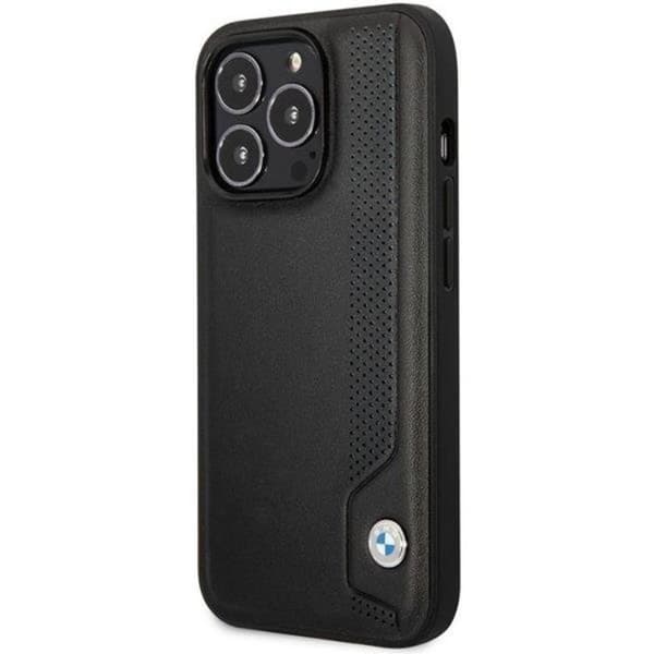BMW iPhone 14 Pro Max Mobilskal Läder Blue Dots - Svart