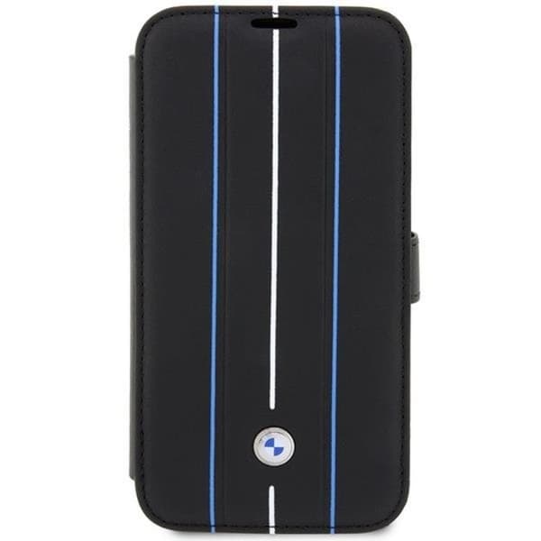 BMW iPhone 14 Pro Plånboksfodral Läder Stramp Lines - Blå