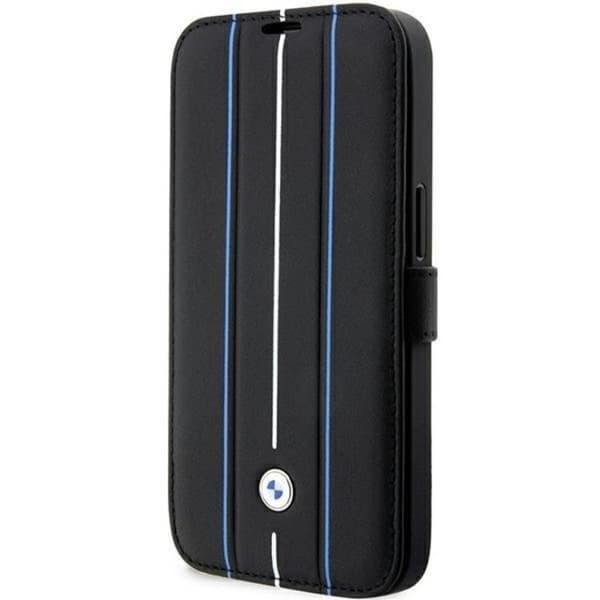 BMW iPhone 14 Pro Plånboksfodral Läder Stramp Lines - Blå
