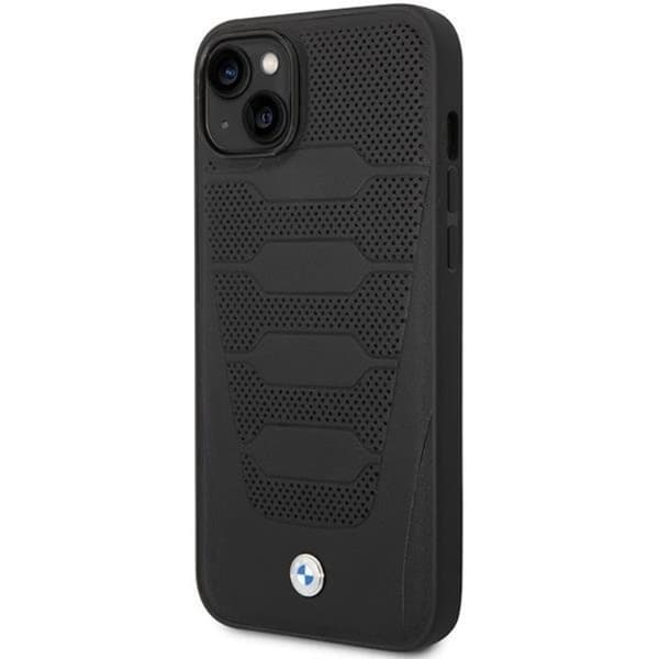 BMW iPhone 14 Mobilskal Läder Seats Pattern - Svart