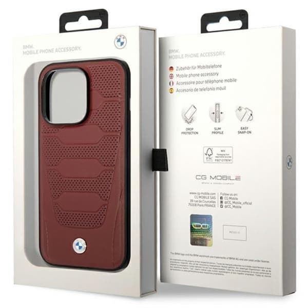 BMW iPhone 14 Pro Max Mobilskal Magsafe Läder Seats Pattern