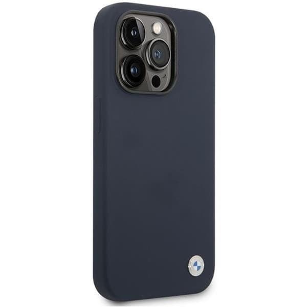 BMW iPhone 14 Pro Max Mobilskal Magsafe Silicone Metal Logo -Navy