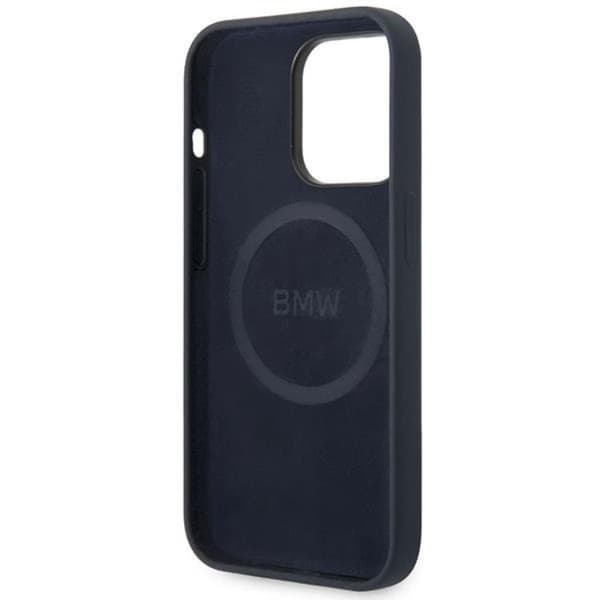 BMW iPhone 14 Pro Max Mobilskal Magsafe Silicone Metal Logo -Navy