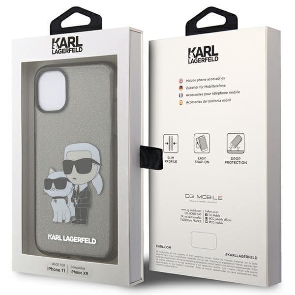 Karl Lagerfeld iPhone 11 / XR Skal Gliter Karl&Choupette - Svart