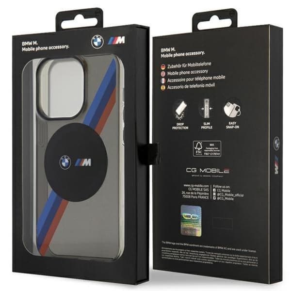 BMW iPhone 14 Pro Max Mobilskal Magsafe Tricolor Stripes - Grå