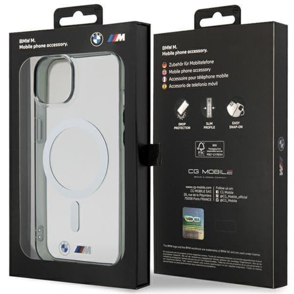 BMW iPhone 14 Mobilskal Magsafe Silver Ring - Transparent