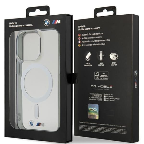 BMW iPhone 14 Pro Max Mobilskal Magsafe Silver Ring - Transparent