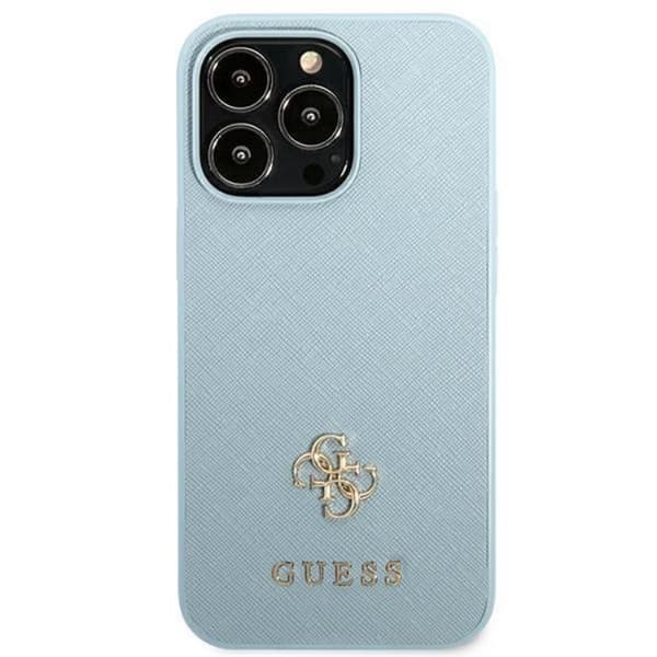 Guess iPhone 13 Pro Mobilskal Saffiano Small Metall Logo - Blå