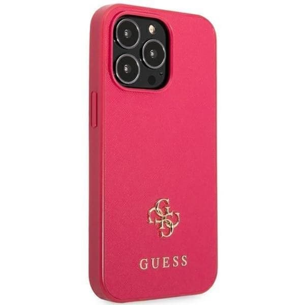 Guess iPhone 13 Pro Mobilskal Saffiano Small Metall Logo - Rosa