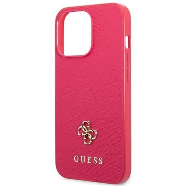 Guess iPhone 13 Pro Mobilskal Saffiano Small Metall Logo - Rosa