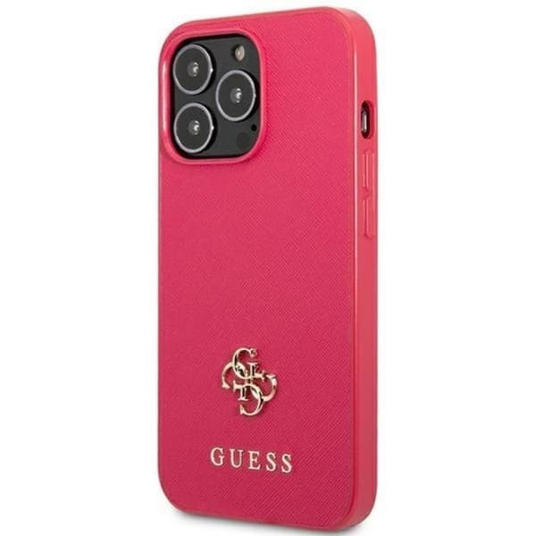 Guess iPhone 13 Pro Mobilskal Saffiano Small Metall Logo - Rosa