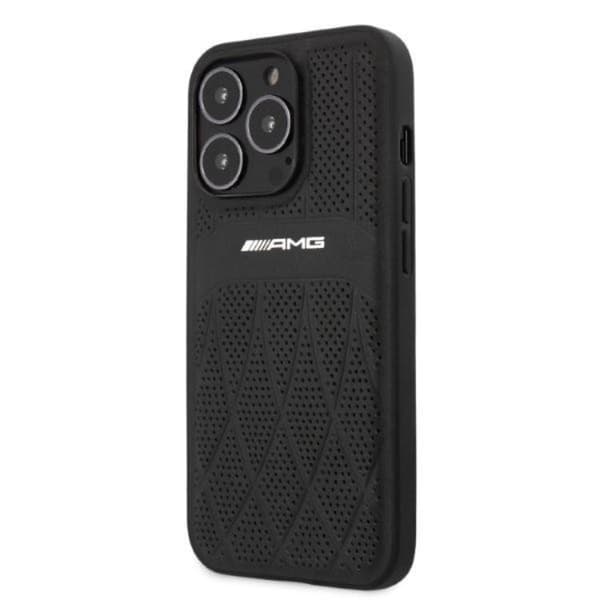 AMG iPhone 13 Pro Max Mobilskal Läder Curved Lines - Svart