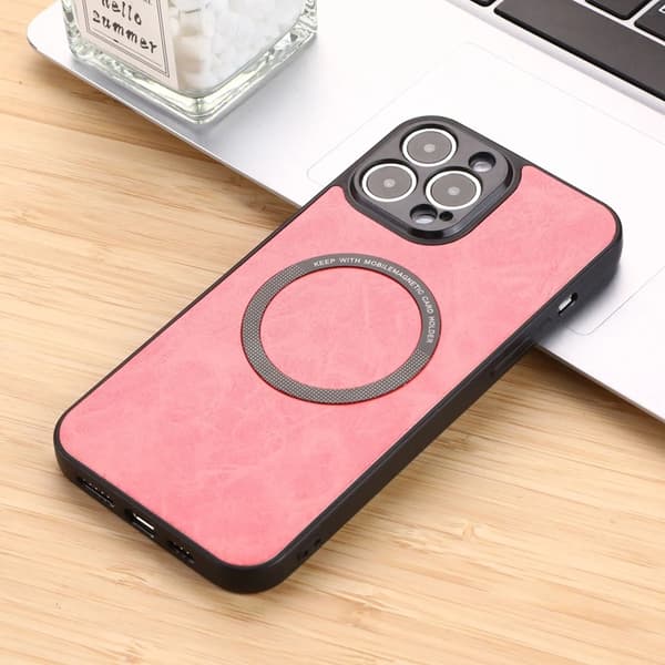 BOOM iPhone XR Mobilskal Magsafe Läder - Rosa