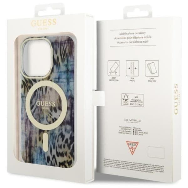 Guess iPhone 14 Pro Max Mobilskal MagSafe Leopard - Blå