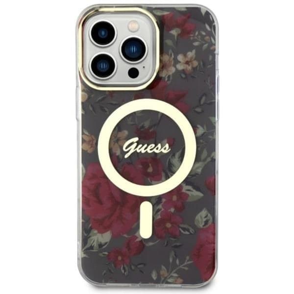 Guess iPhone 14 Pro Mobilskal MagSafe Flower - Grön