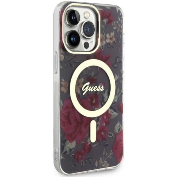 Guess iPhone 14 Pro Mobilskal MagSafe Flower - Grön