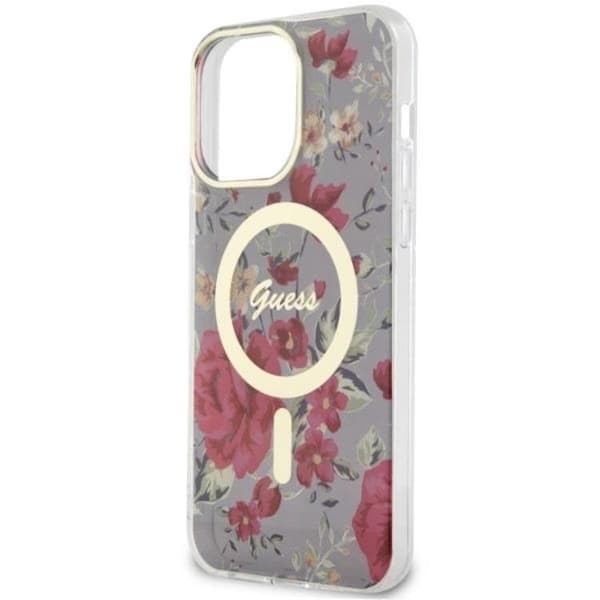 Guess iPhone 14 Pro Mobilskal MagSafe Flower - Grön