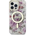 Miniatyrbild 3 av 8: Guess iPhone 14 Pro Mobilskal MagSafe Flower - Transparent