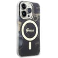 Miniatyrbild 4 av 8: Guess iPhone 14 Pro Mobilskal MagSafe Guld Marble - Svart