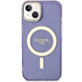 Miniatyrbild 6 av 9: Guess iPhone 14 Plus Mobilskal MagSafe Glitter Guld - Lila
