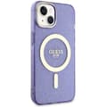 Miniatyrbild 8 av 9: Guess iPhone 14 Plus Mobilskal MagSafe Glitter Guld - Lila