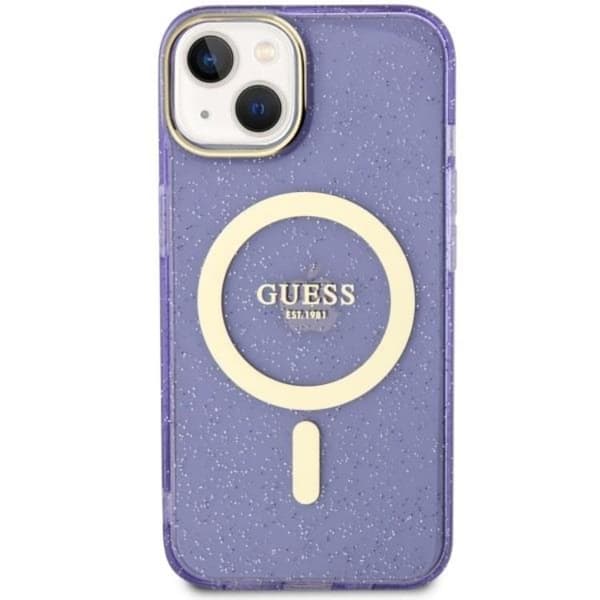 Guess iPhone 14 Plus Mobilskal MagSafe Glitter Guld - Lila